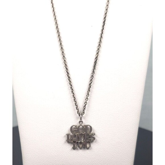 Tiffany & Co 925 Sterling Silver GOD LOVES YOU Pendant Necklace Vintage 1970 - Picture 3 of 16